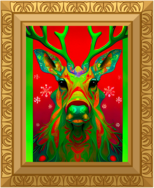 Photo of Randolph Reindeer in a gold frame